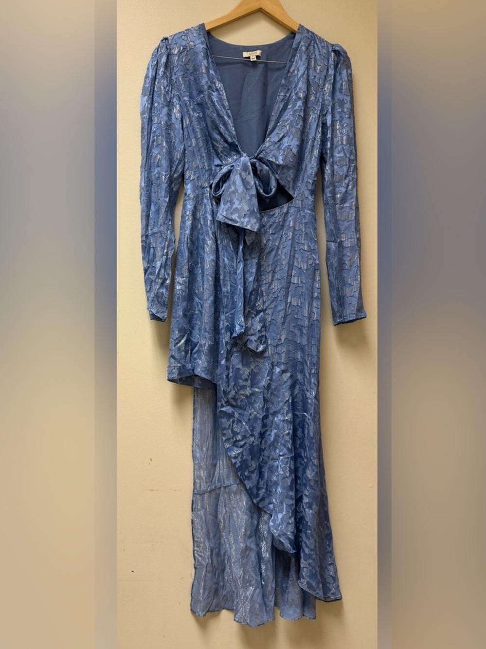 LADAIRE Blue Tie-Front Long Sleeve Maxi Dress🔷
